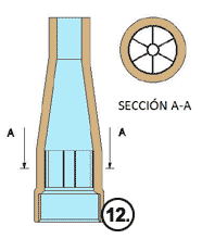 Solid nozzle jet with flow stabilizer Flow stabilizer in a nozzle