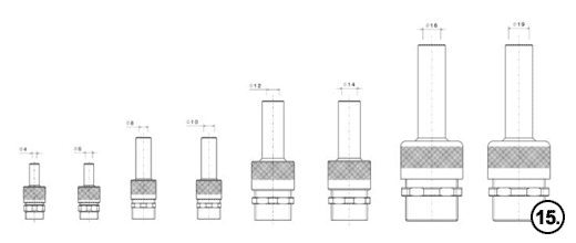 Family of solid fountain nozzle made by Safe-Rain Solid fountain nozzled named Lance Jet by Safe-Rain