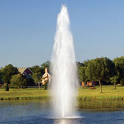 Lake floating fountains. Cascade
